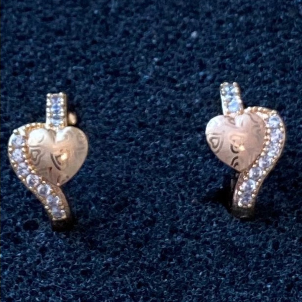 Rose Gold Tone Heart Earrings
